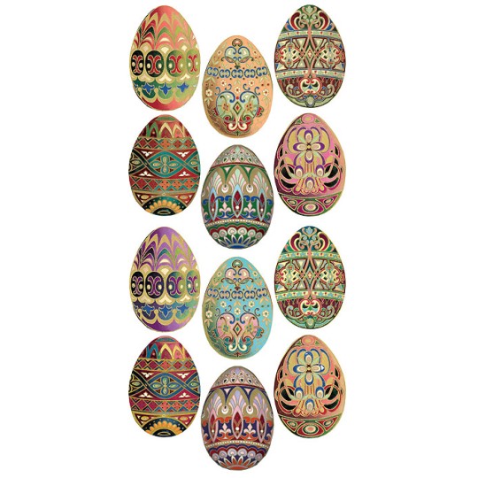 1 Sheet of Stickers Vintage Folkloric Easter Eggs